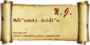 Mándoki Jolán névjegykártya